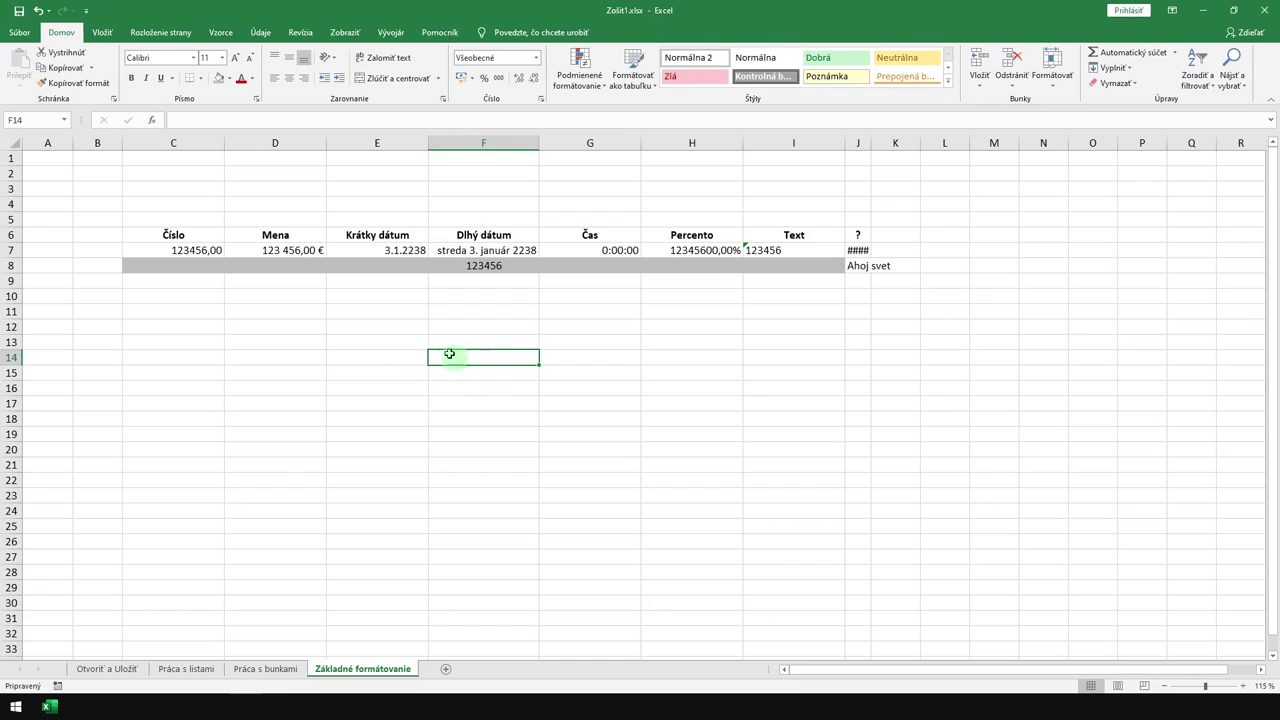 Ukázka Začíname s Excelom