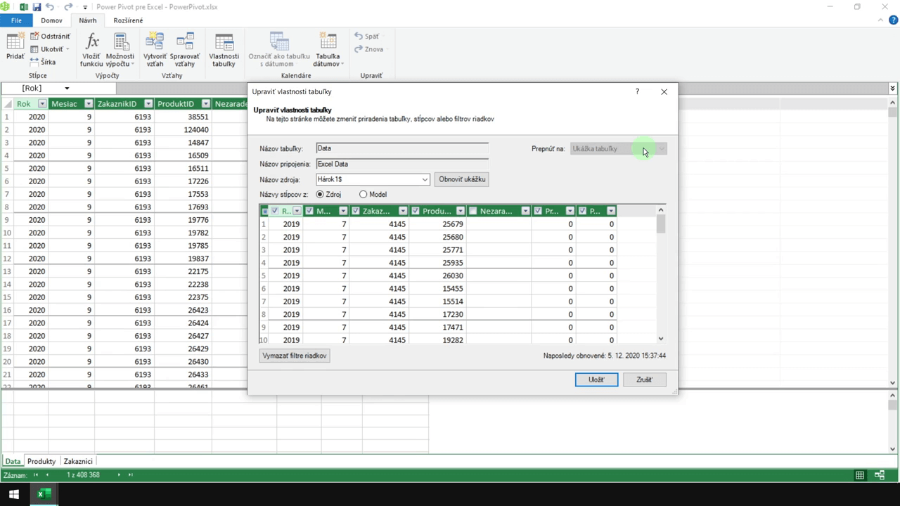 Ukázka Microsoft Power Pivot pre Excel