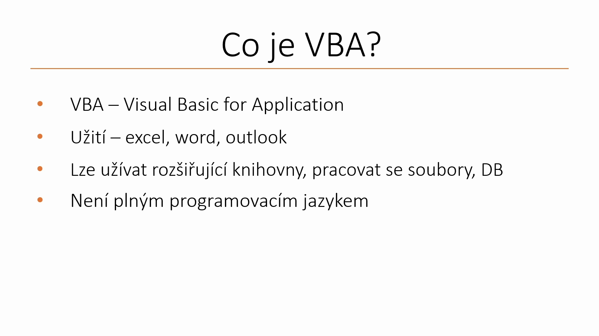 Ukázka kurzu Programování ve VBA