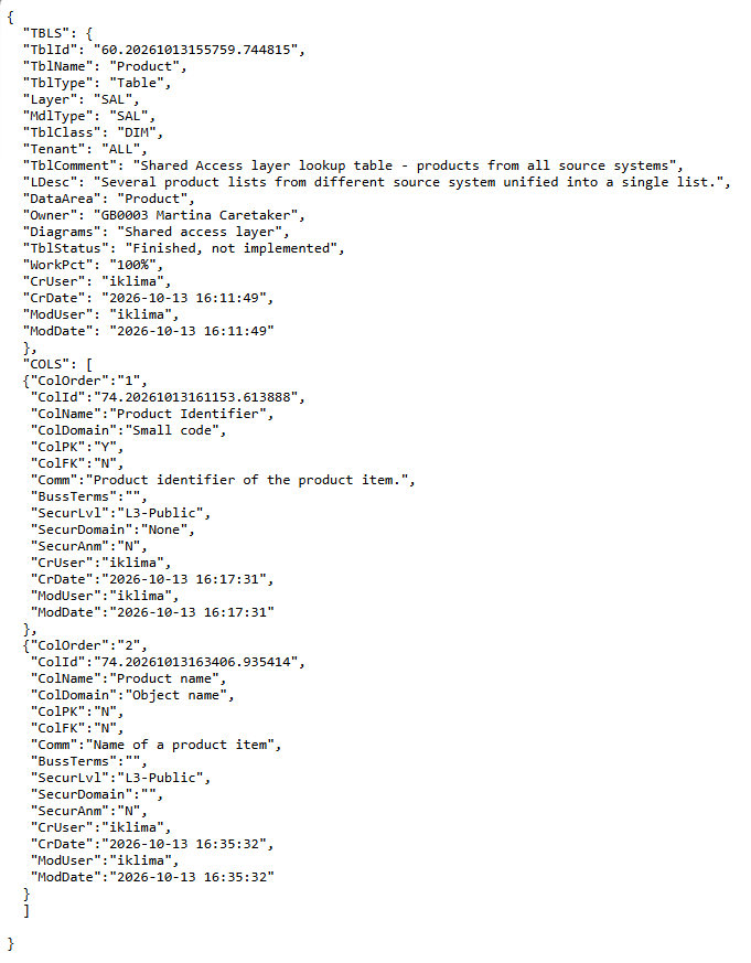 DDL JSON
