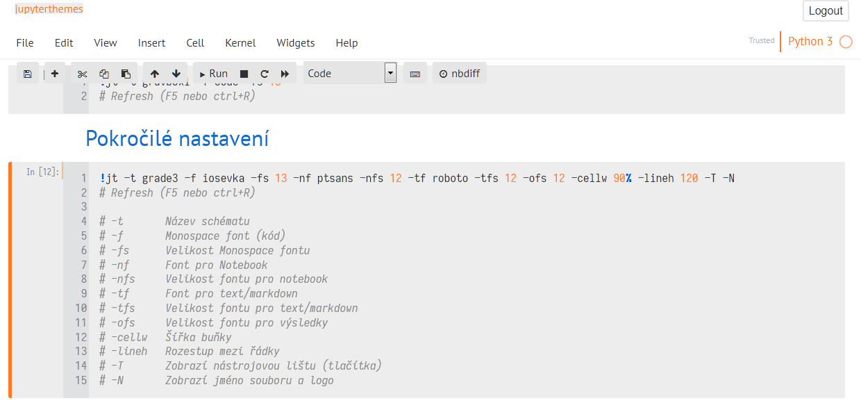Jupyter - Pokročilé nastavení