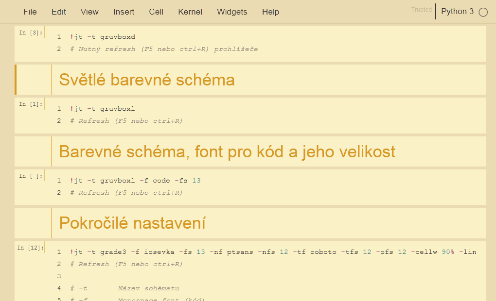 Jupyter - Světlé schéma