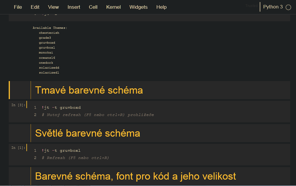 Jupyter - Tmavé schéma