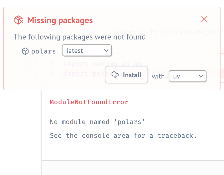 marimo install package