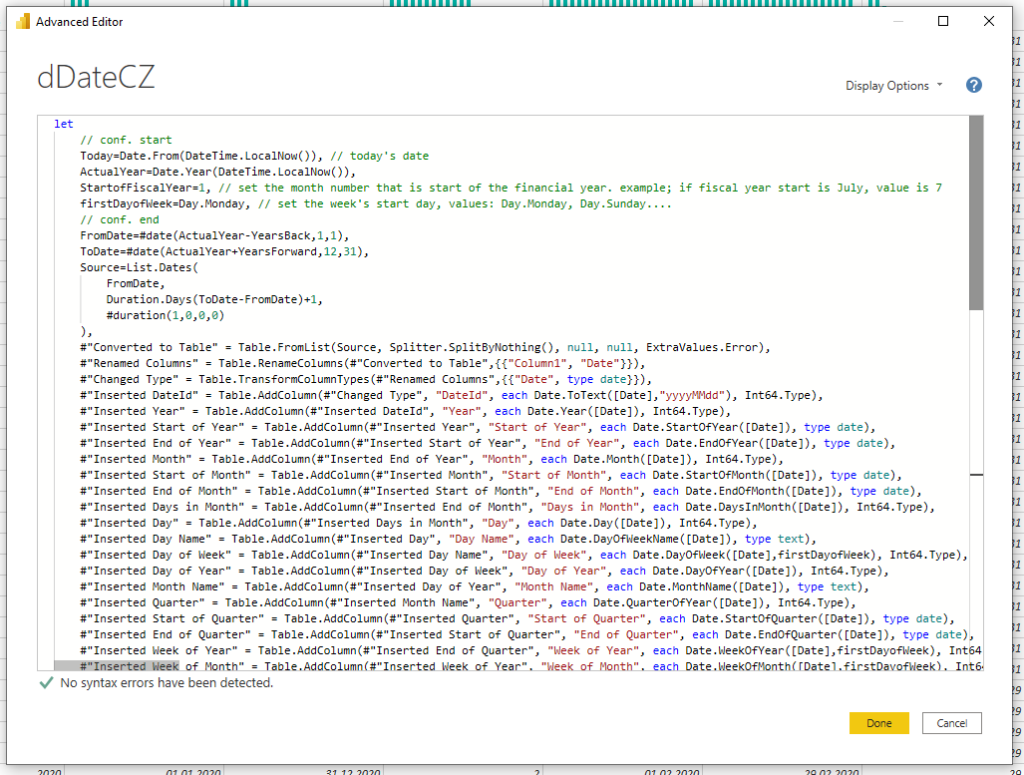 PowerBI - Advanced Editor - script