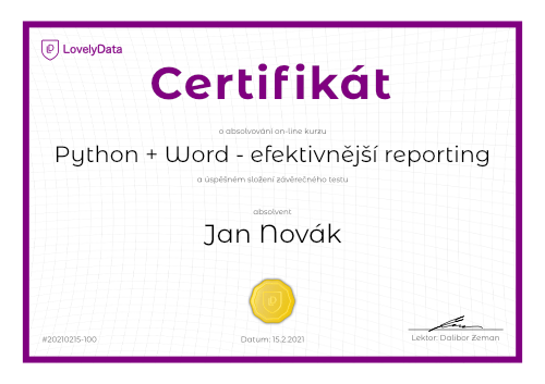 Certifikát Python + Word