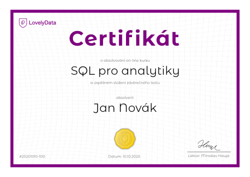 Certifikát SQL pro analytiky